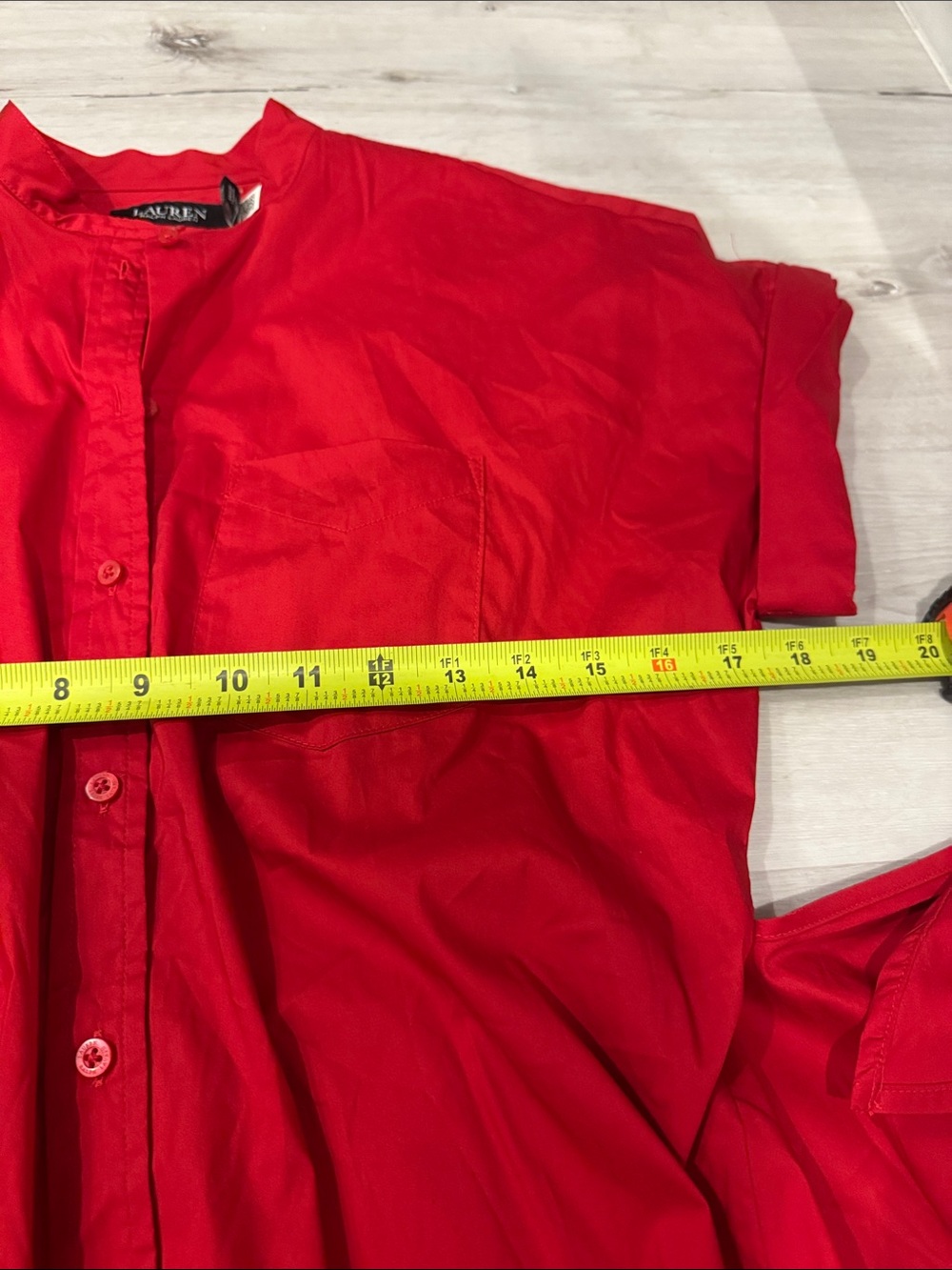Lauren Ralph Lauren NWT Banded Collar Red Tie-Waist Button Midi Dress - Picture 12 of 14